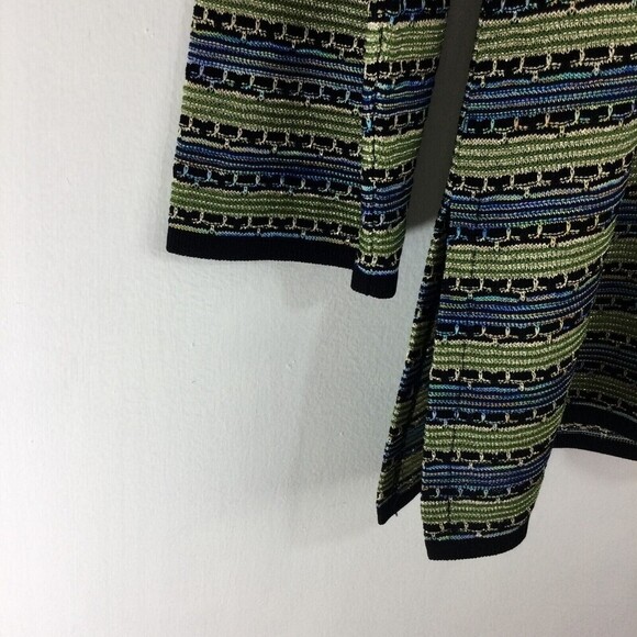 Exclusively Misook Metallic Striped Collared Button Down Knit Cardigan Sweater L - Picture 9 of 11
